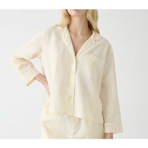 NWT J. Crew Long-sleeve Pajama Shirt Linen-cotton Blend Cream